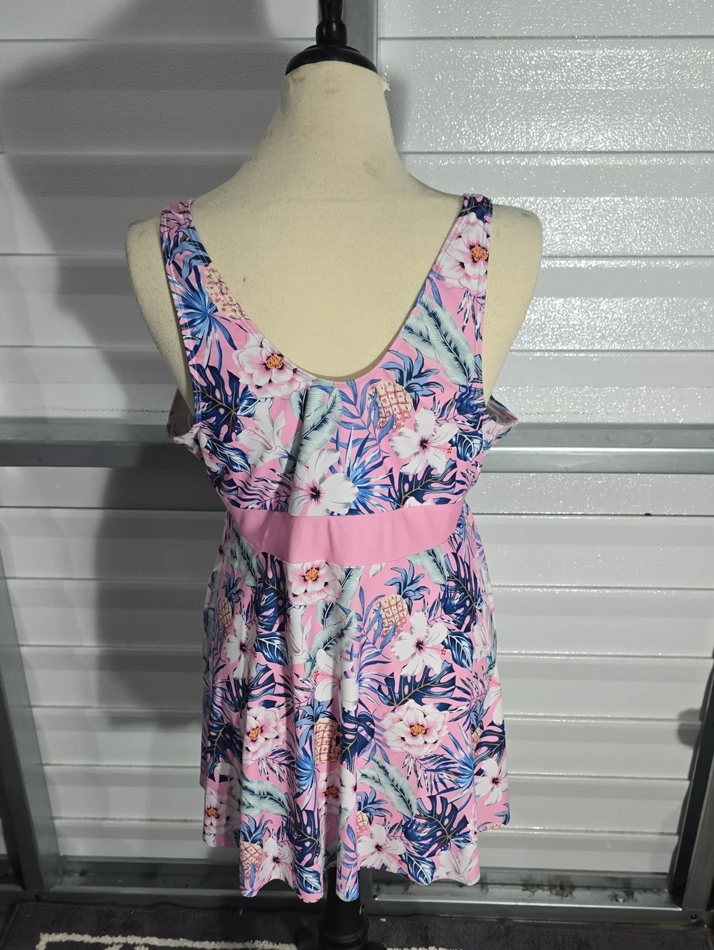 Pink Tropical Floral Swimdress with High-Waist Bikini Bottoms Size 4X Never Worn